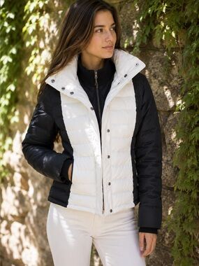 RARE THEORY X UNIQLO Collab Black and Cream Hooded Down Puffer Jacket, XS